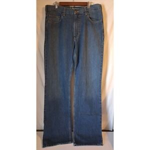 Carhartt Men's 34x36 Loose Straight Relaxed Fit Work Denim Blue Jeans Pants